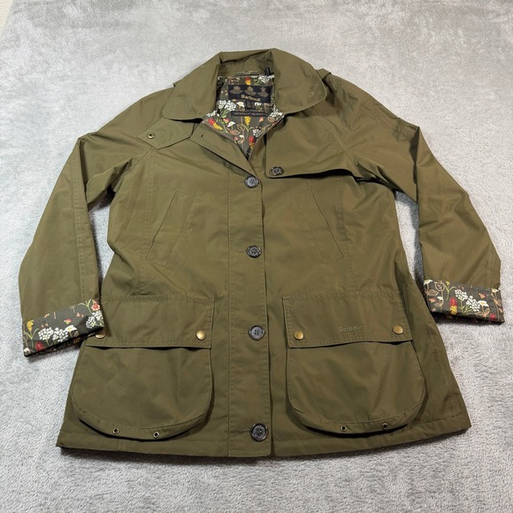 Barbour Jackets & Blazers - Barbour Wytherstone Waterproof Jacket Women 8 Olive Green Floral Lined Hooded